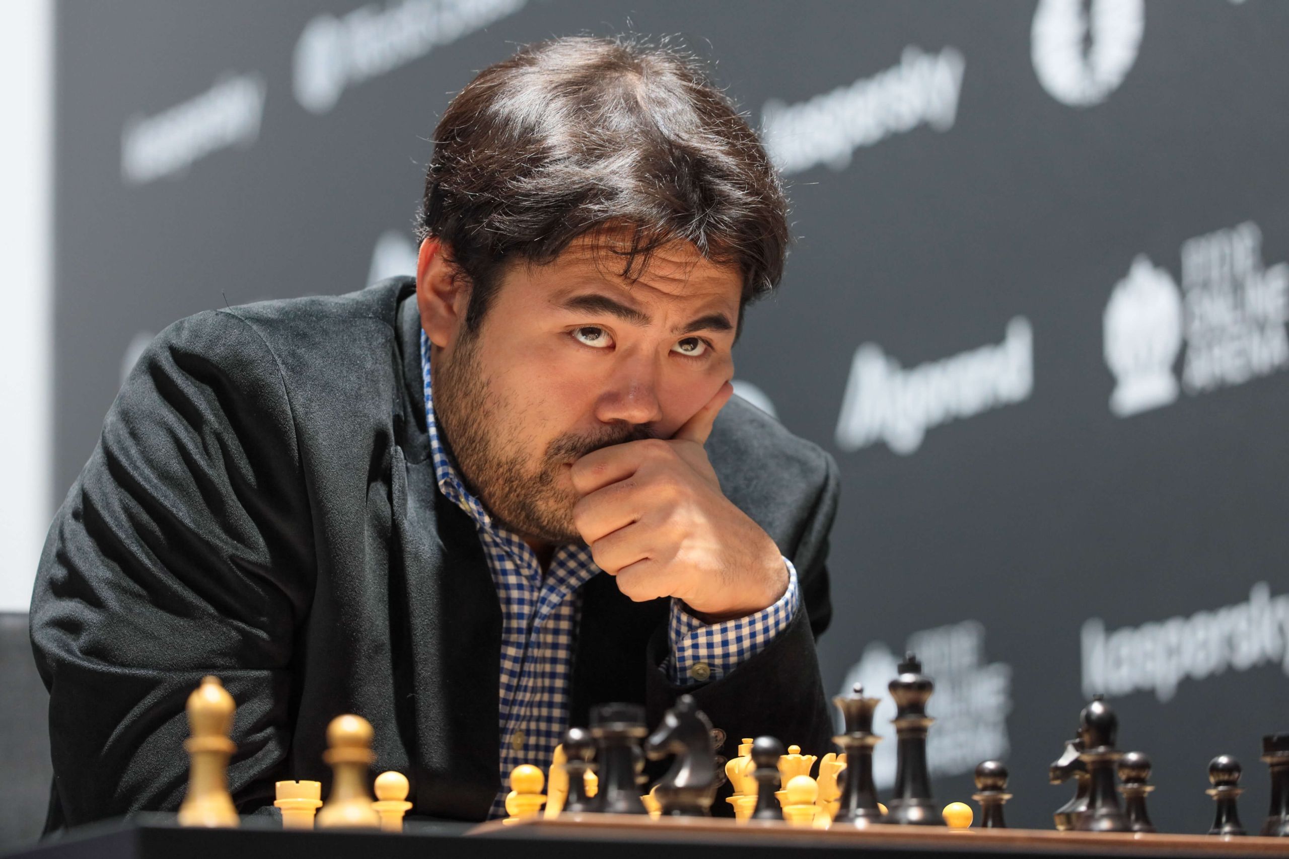 Hikaru Nakamura and Richard Rapport after the first semi-final of